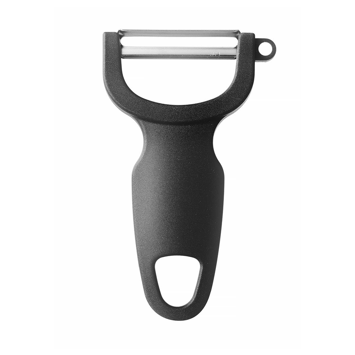 Skärskalare med svart handtag och rakblad för att skala frukt och grönsaker