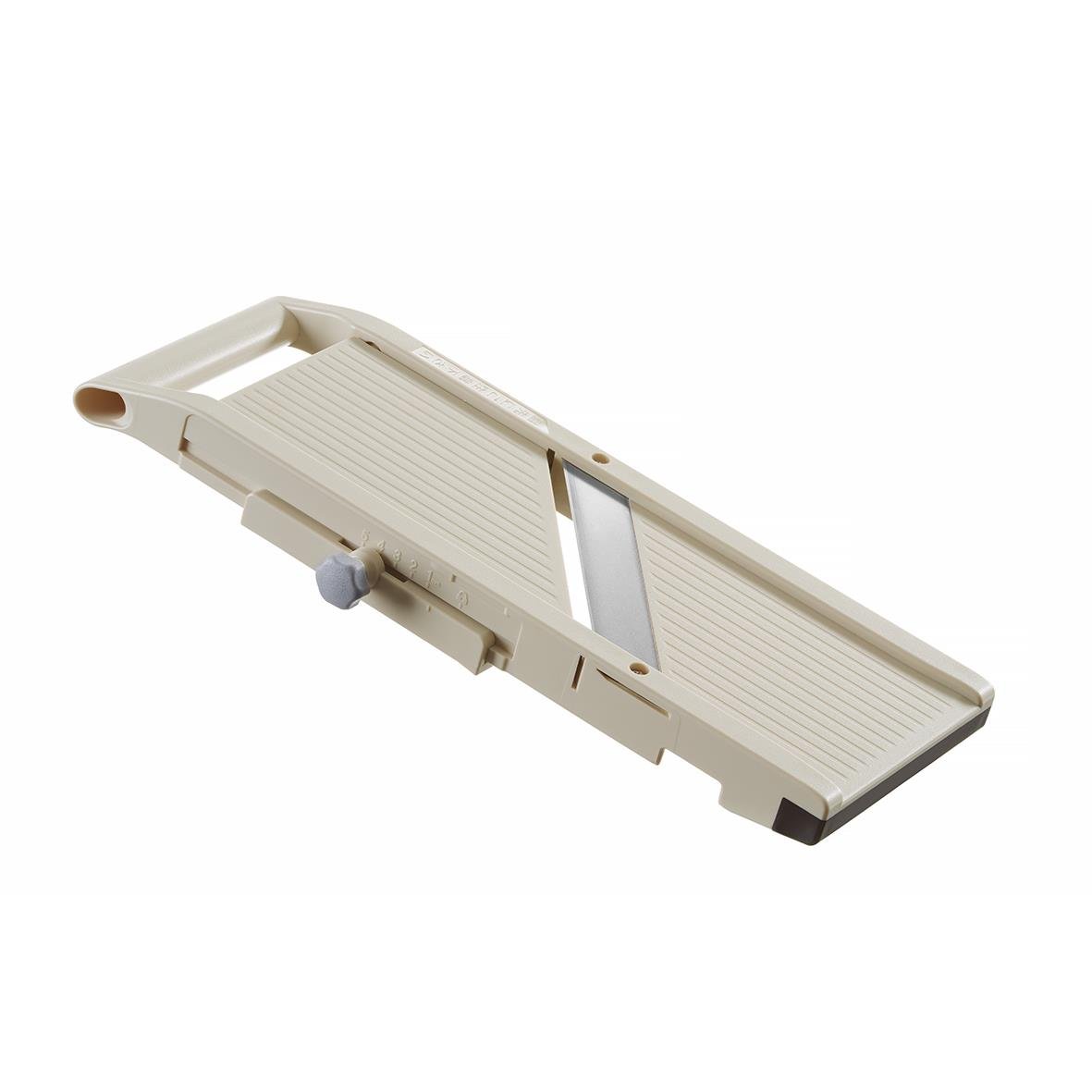 Köksknivsskärare i beige plast med justerbar skärlängd