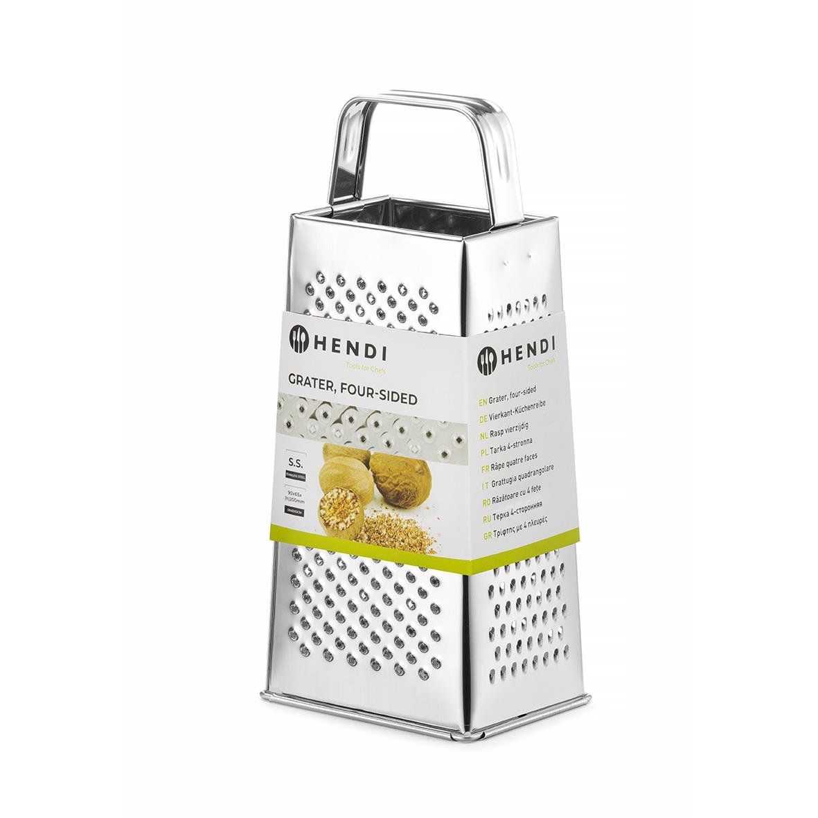 Rivjärn Hendi 4-sidigt i metall med handtag för rivning av mat