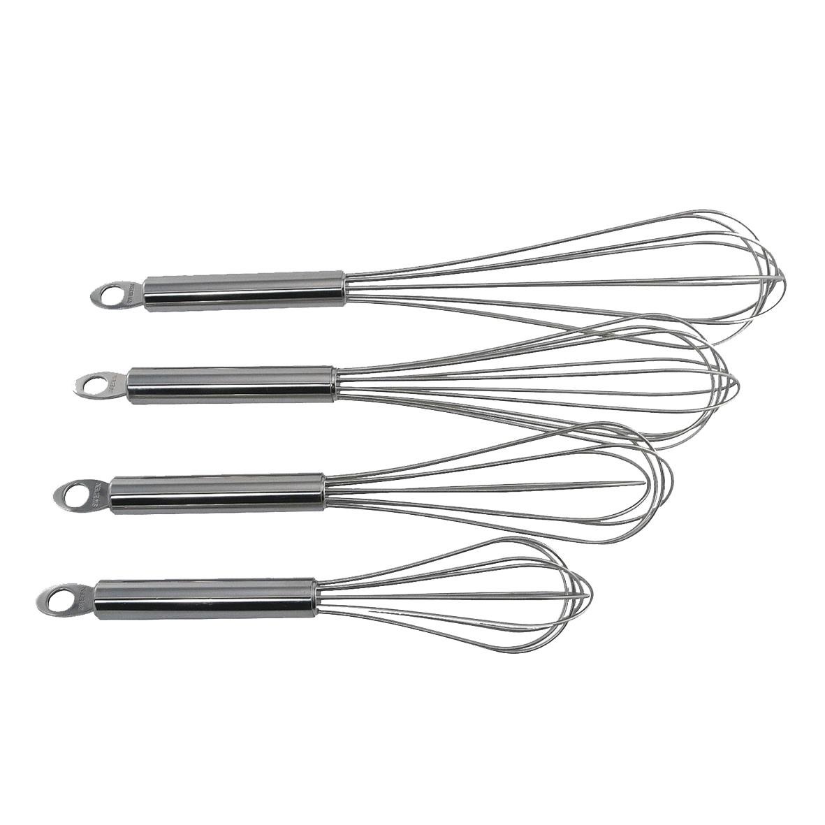 Fyra rostfria ballongvispar med 130 mm handtag och 500 mm längd