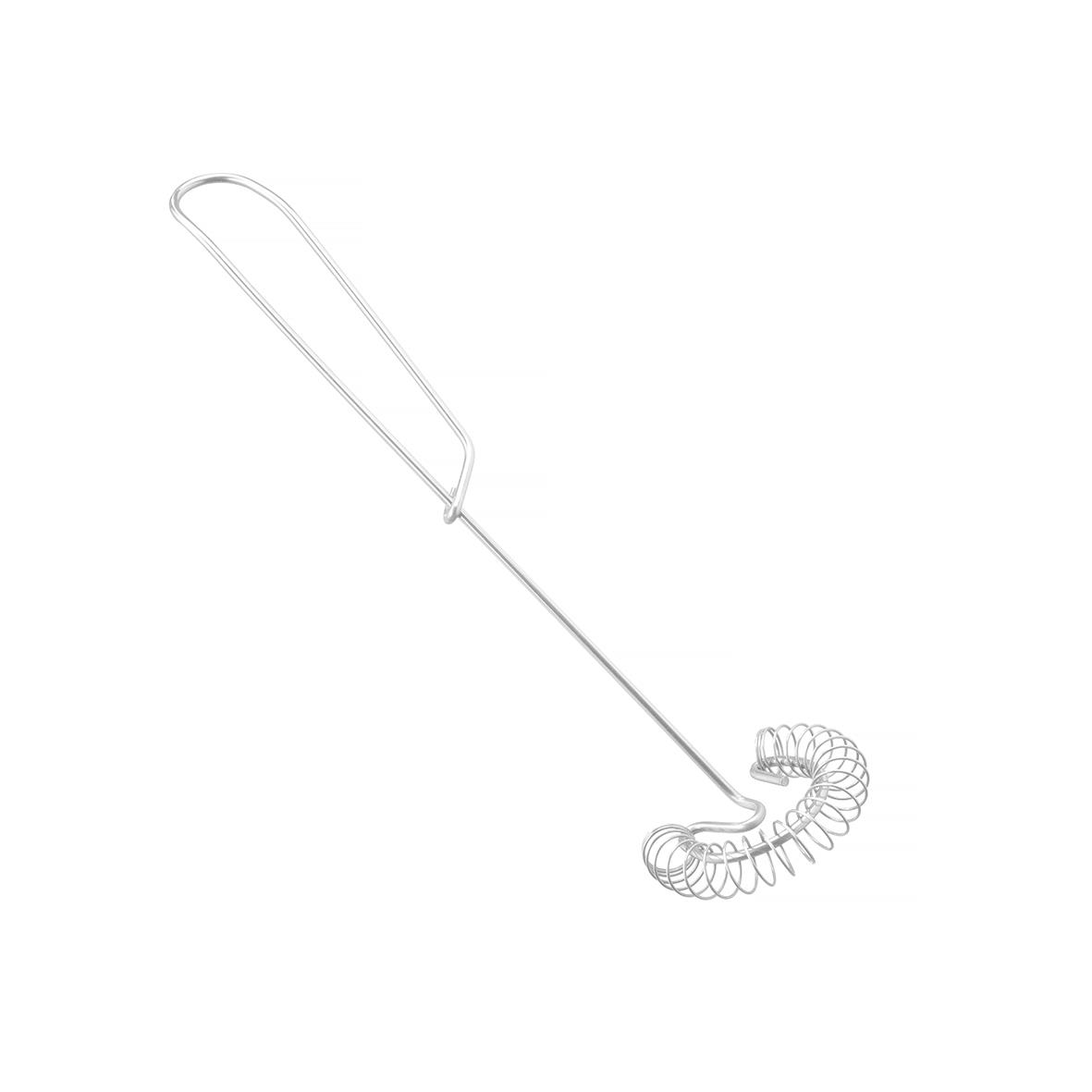 Lång metallstålborste med spiralformad borsthuvud och handtag för rengöring