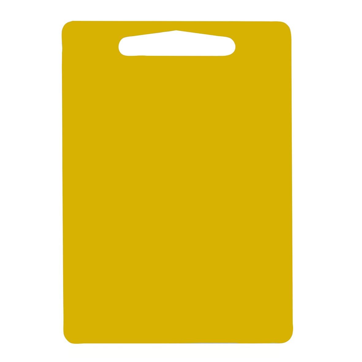 Gul skärbräda av PE med ränna, mått 350x250x8mm