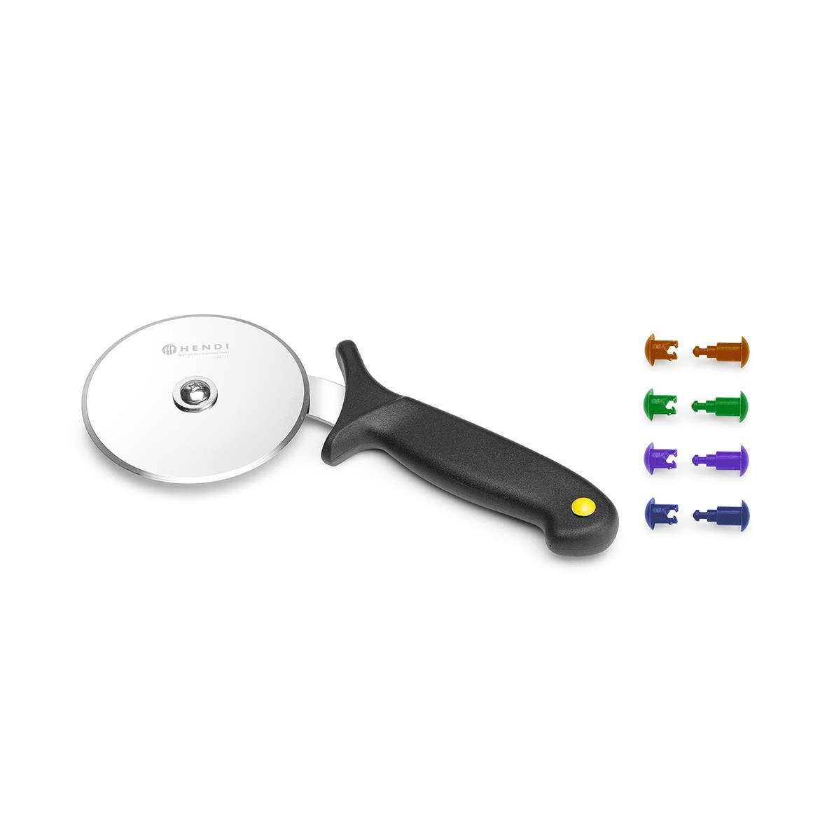 Pizzadelare Hendi med svart handtag och olika färgade skruvar