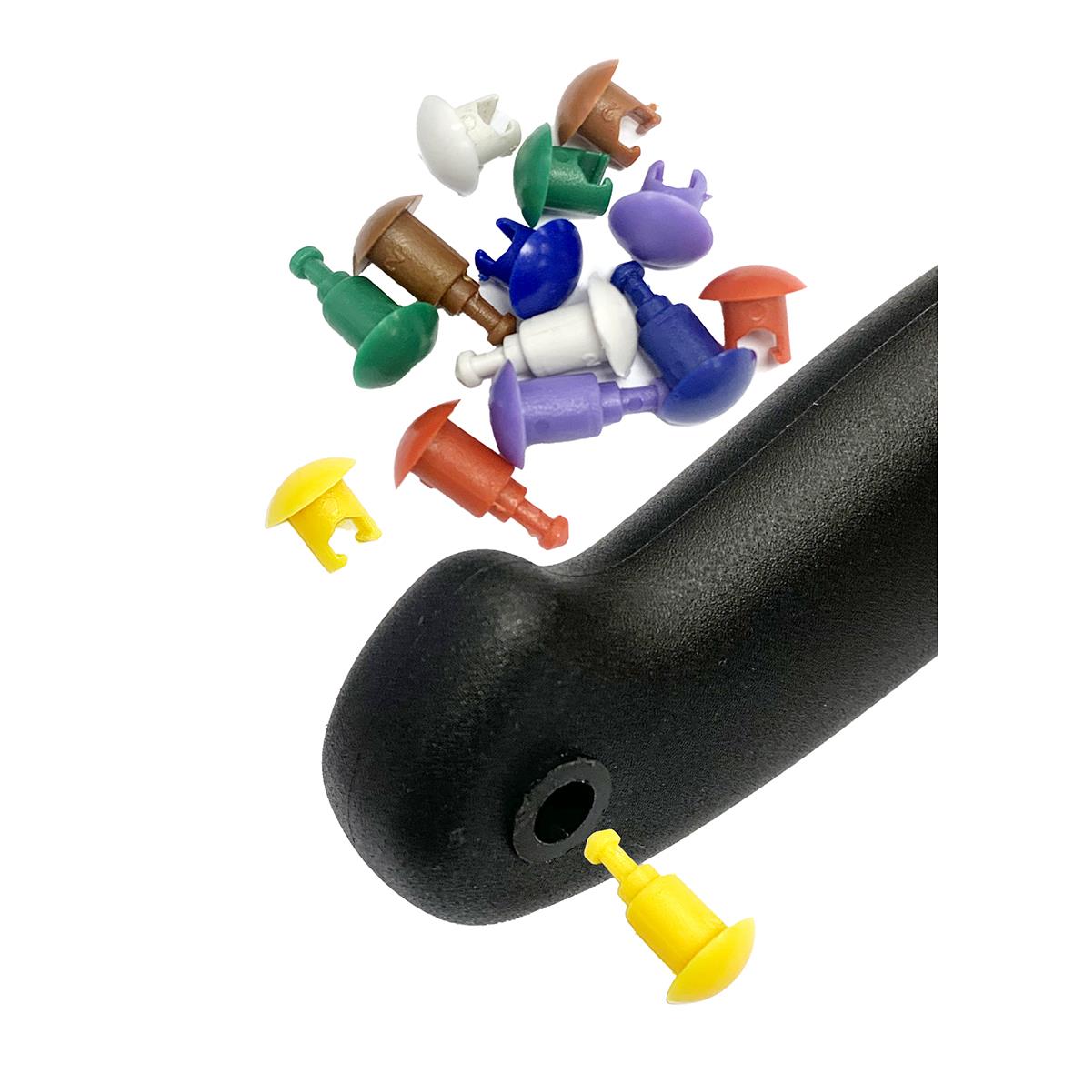 Pizzadelare Hendi med olika färgade plastpinnar och svart handtag