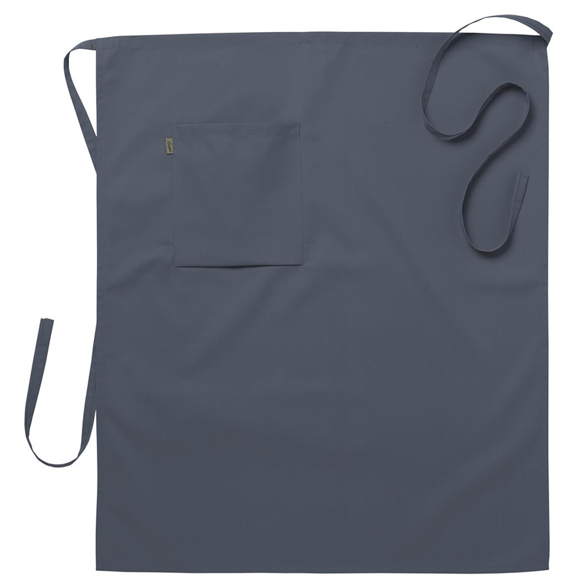 Grått förkläde från Segers med midjeband, storlek 75x85cm