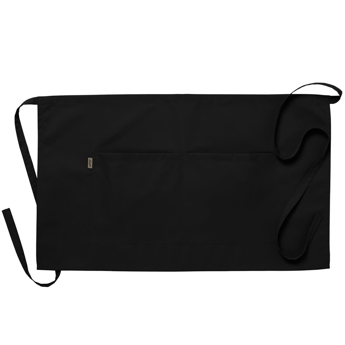 Svart förkläde med midjeband och en liten ficka, storlek 100x50cm