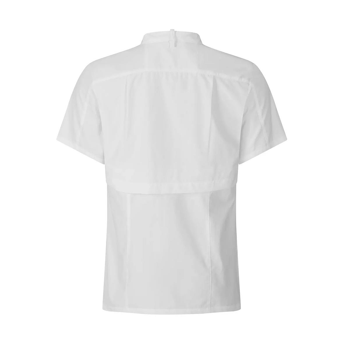 Vit kockskjorta med kort ärm och ståkrage