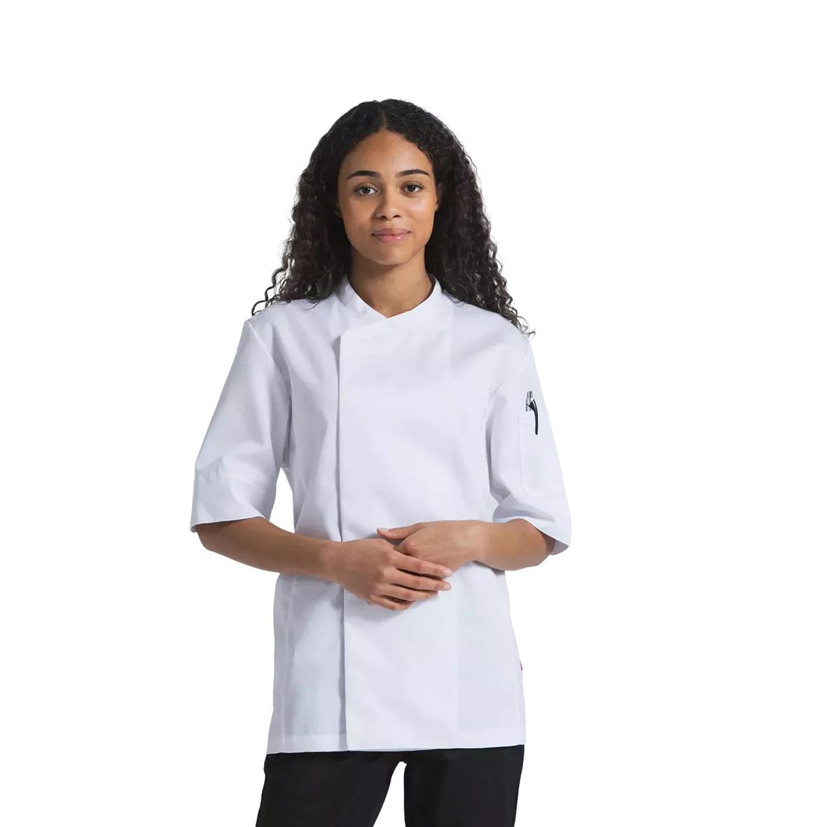 Vit kockrockskocka för kockar i stretchmaterial, unisex, storlek XXS