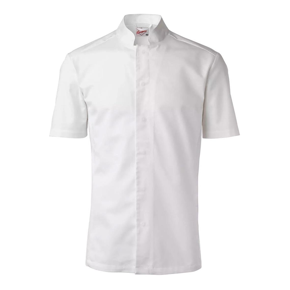 Vit kockskjorta Segers 1053 Herr C40 med kort ärm och ståkrage