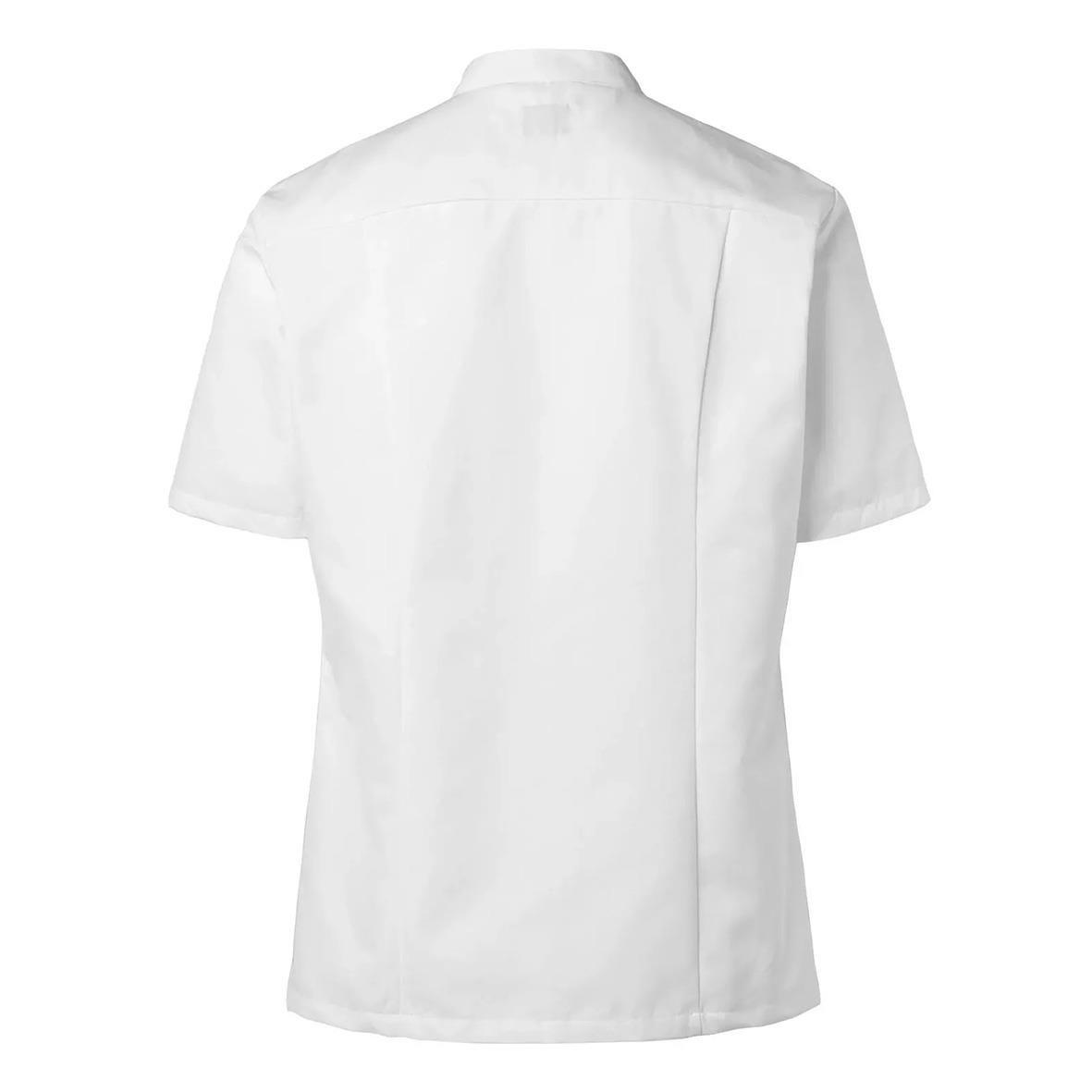 Vit kockskjorta för herrar med kort ärm och knappar bakifrån