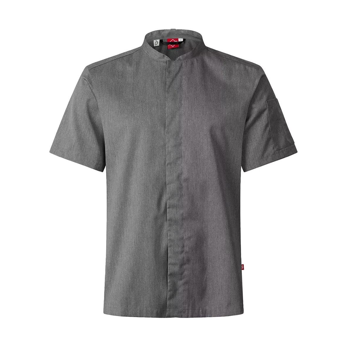 Unisex grå melange kockskjorta Segers 1097 med stående krage