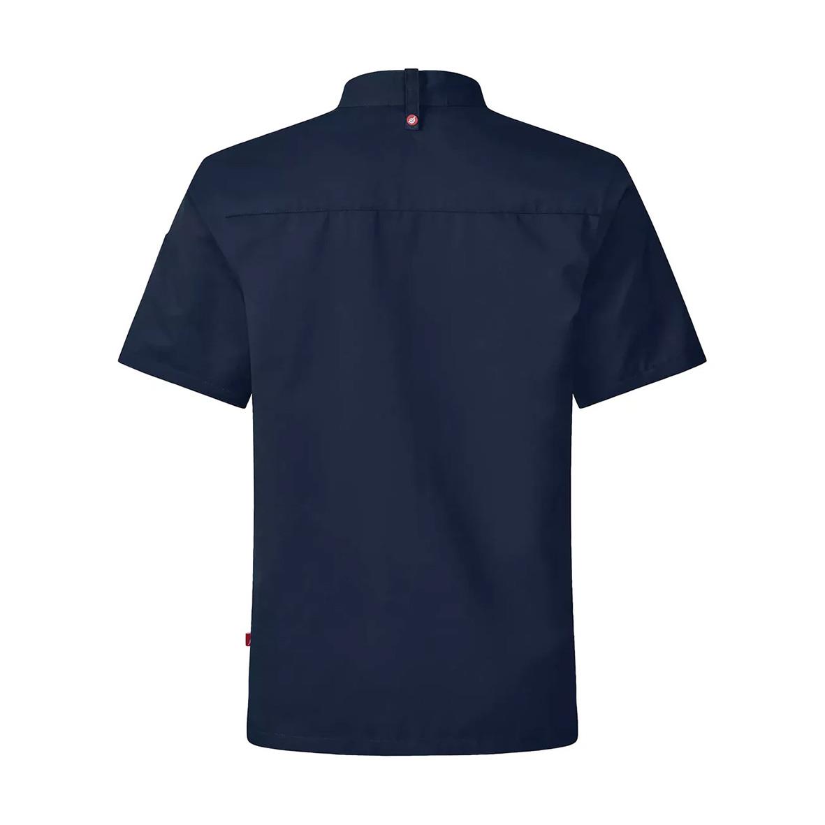 Mörk marin unisex kockskjorta med kort ärm och ståkrage
