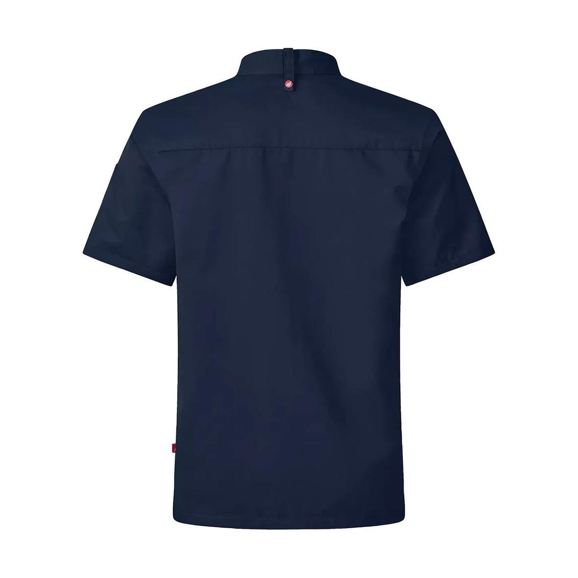Mörk marin unisex kockskjorta med kort ärm och ståkrage