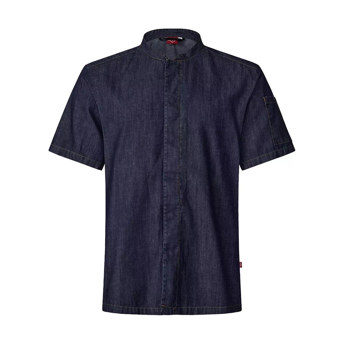 Mörkblå unisex kockskjorta Segers 1097 i denim med korta ärmar