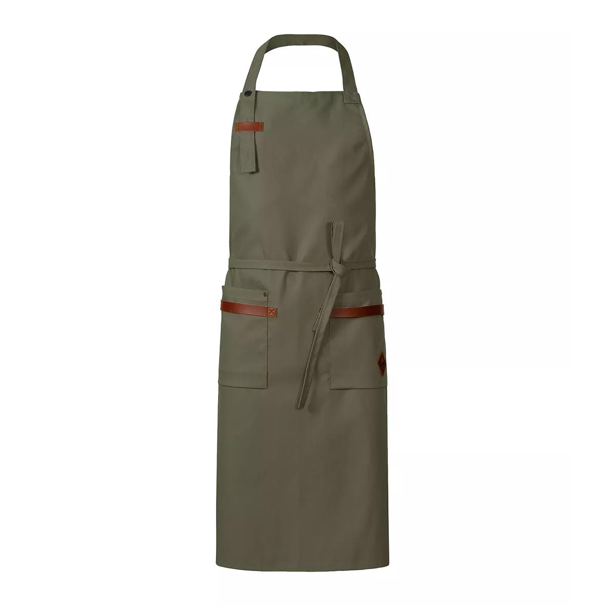 Olivgrönt snickarförkläde Segers 4093 72x98cm med fickor och justerbar nackrem