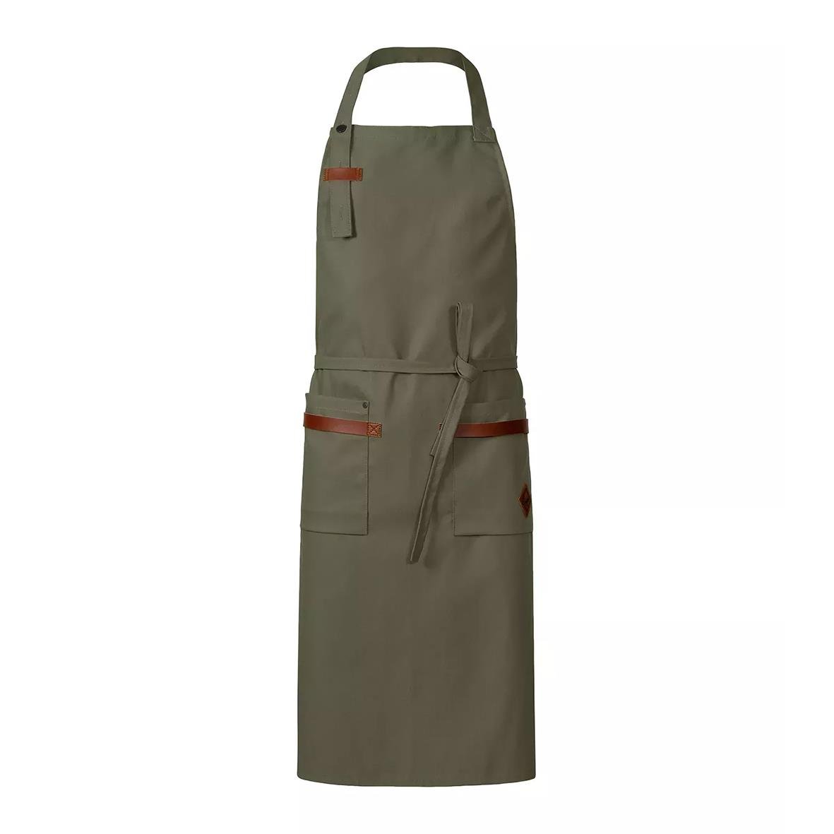 Olivgrönt snickarförkläde Segers 4093 72x98cm med fickor och justerbar nackrem