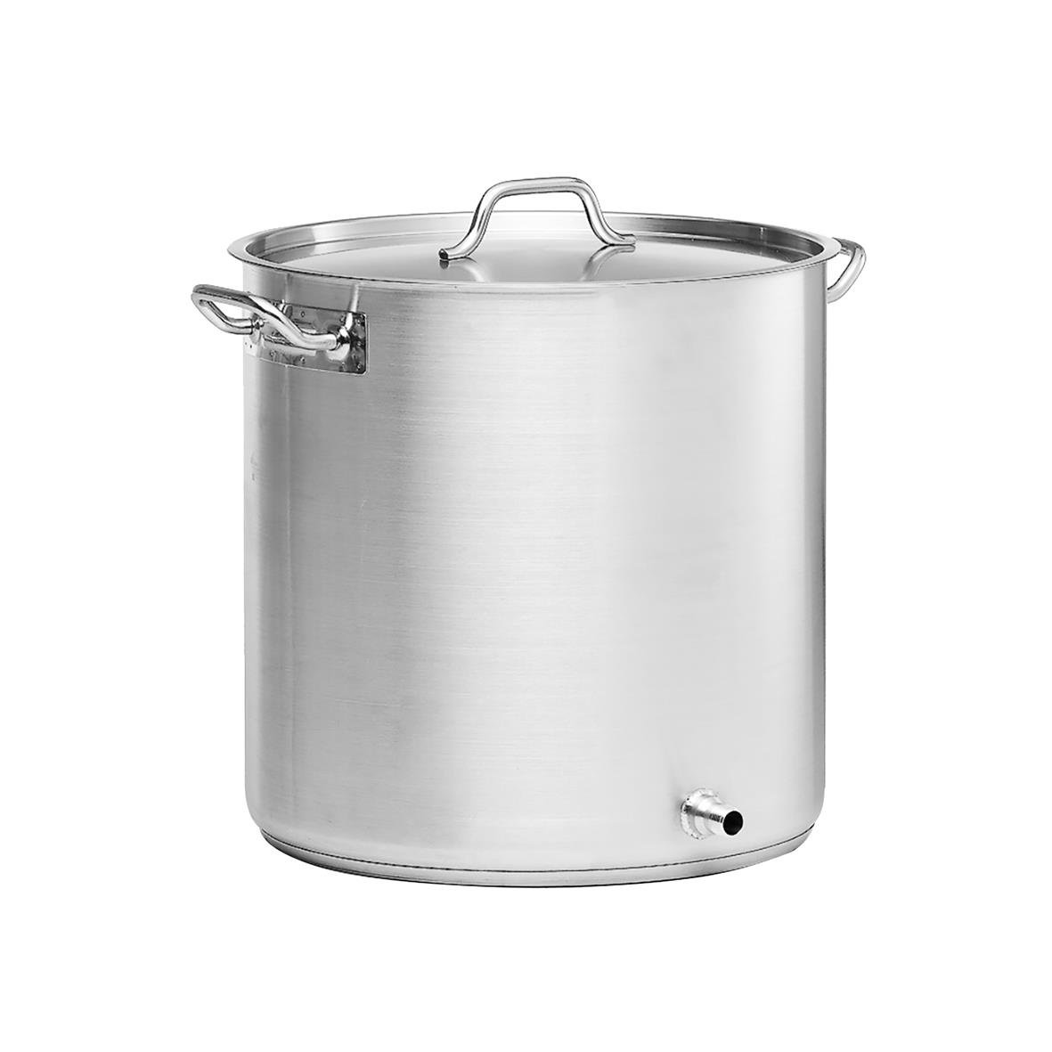 Stor rostfri kittel med tappkran, lock, 40x40cm, 50L kapacitet