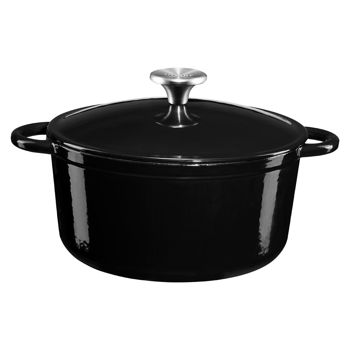 Svart gjutjärnsgryta Dorre Gretl med lock och handtag, 4 liter