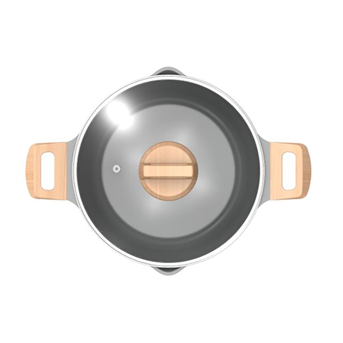 Gryta Ofelia 4 L med glaslock och grönt handtag, sett ovanifrån