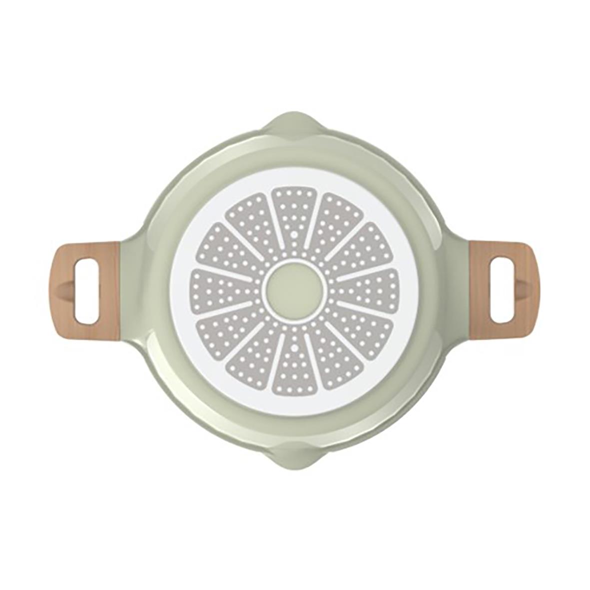 Gryta Ofelia 4 L med glaslock i grönt, rund form med handtag på sidorna