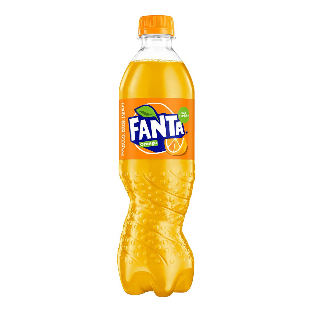 50cl Fanta Orange PET-flaska med orange etikett och orange lock