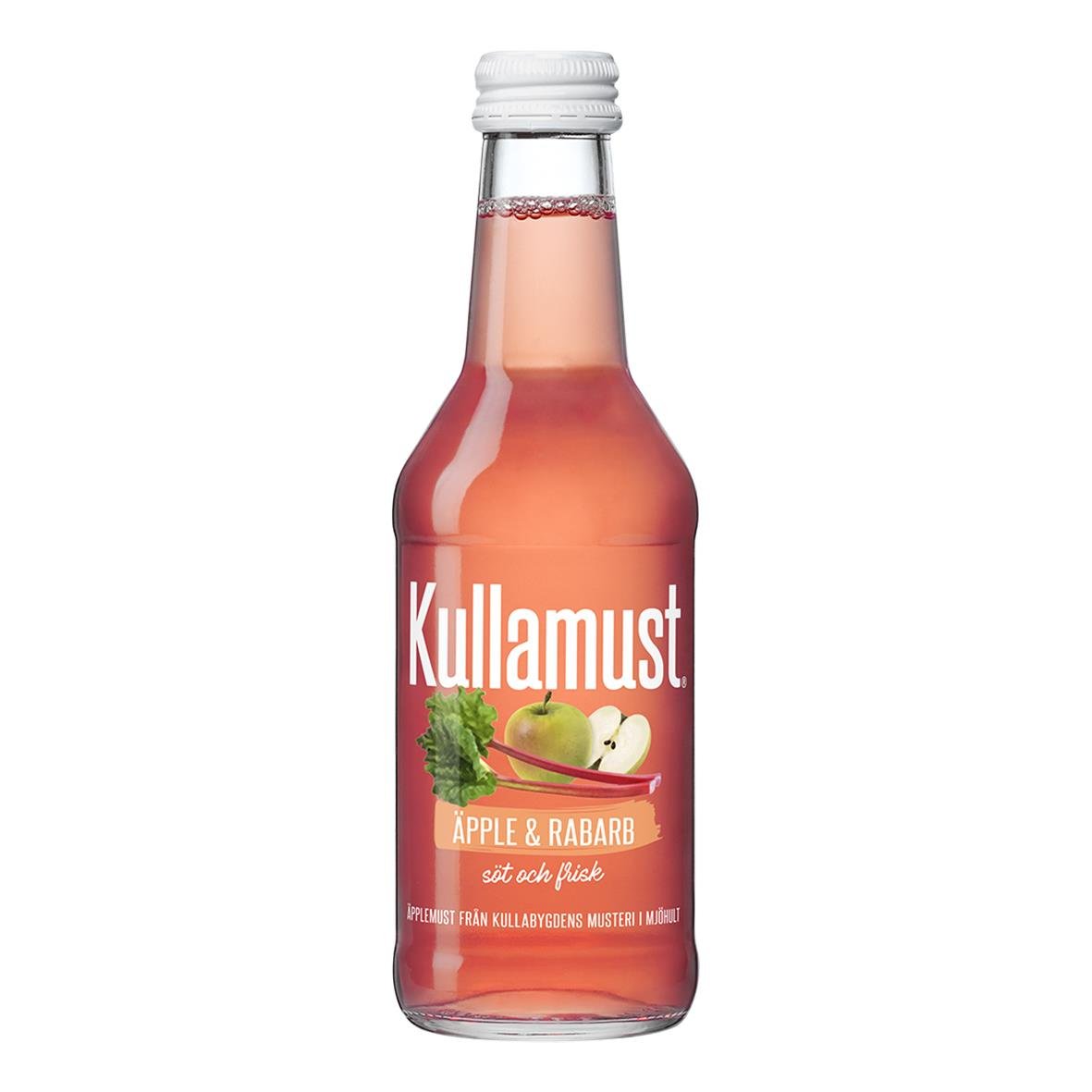Kullamust äpple och rabarber dryck i liten flaska