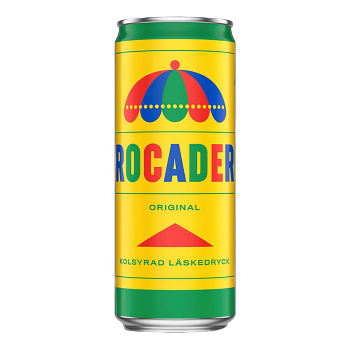 Läsk Trocadero burk 33cl med färgglad design och parasoll, inklusive pant