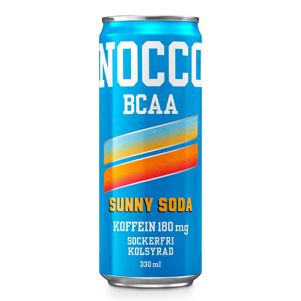 Energidryck Nocco Sunny Soda 33cl med koffein och sockerfri kolsyra