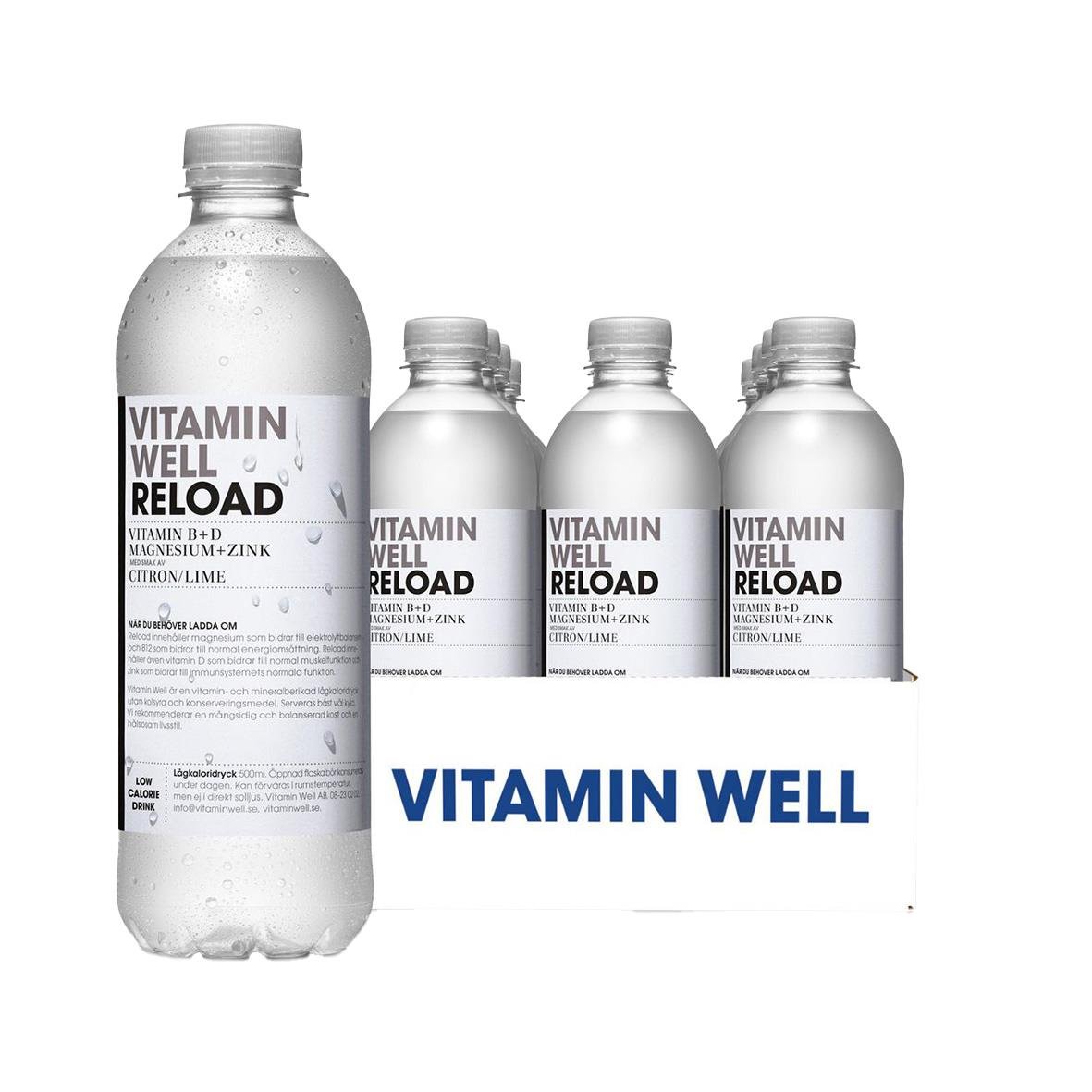 Vitamin Well Reload 50cl vattenflaska med citron och lime, inklusive pant