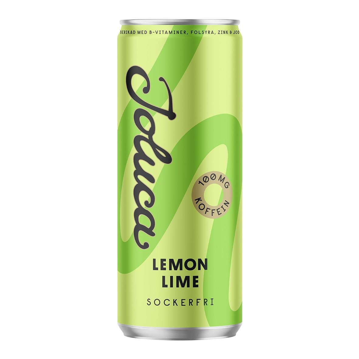 Energidryck Joluca Lemon Lime 33cl inklusive pant, sockerfri, med B-vitaminer, folsyra och zink