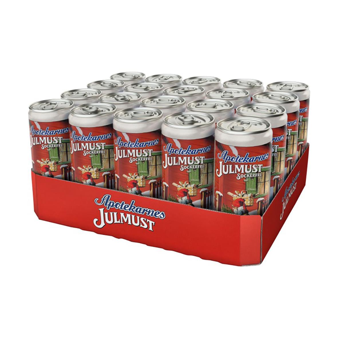 Läsk Apotekarnes Julmust Sockerfri 33cl i röd displaylåda