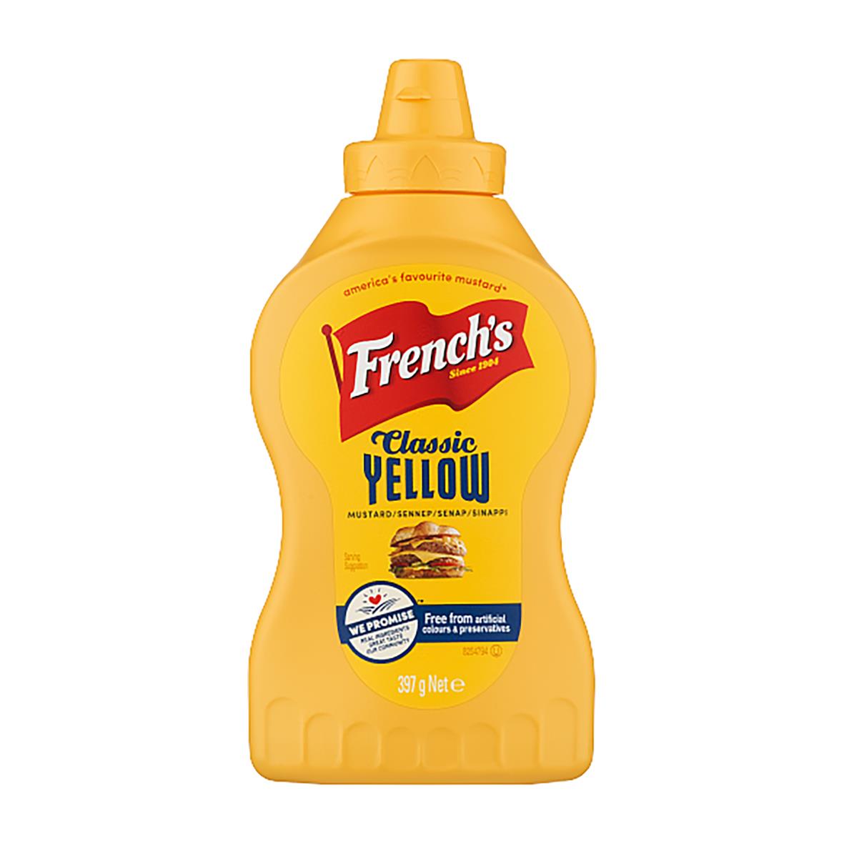 Senap Frenchs Classic Yellow 397g i gul plastflaska