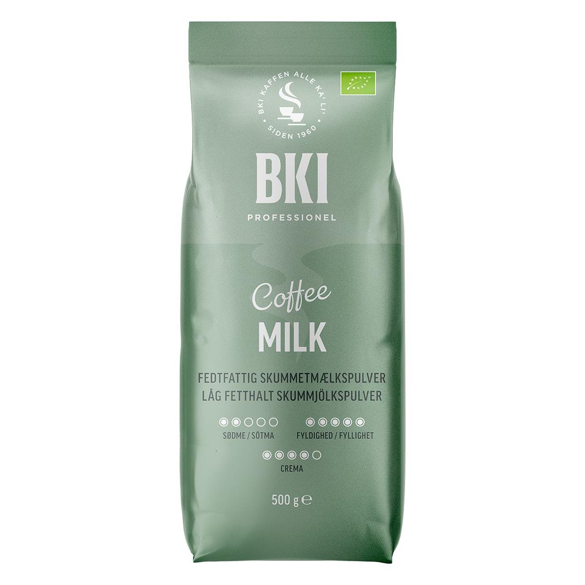 Grön påse med BKI professionell skummjölkspulver för automat, 500g