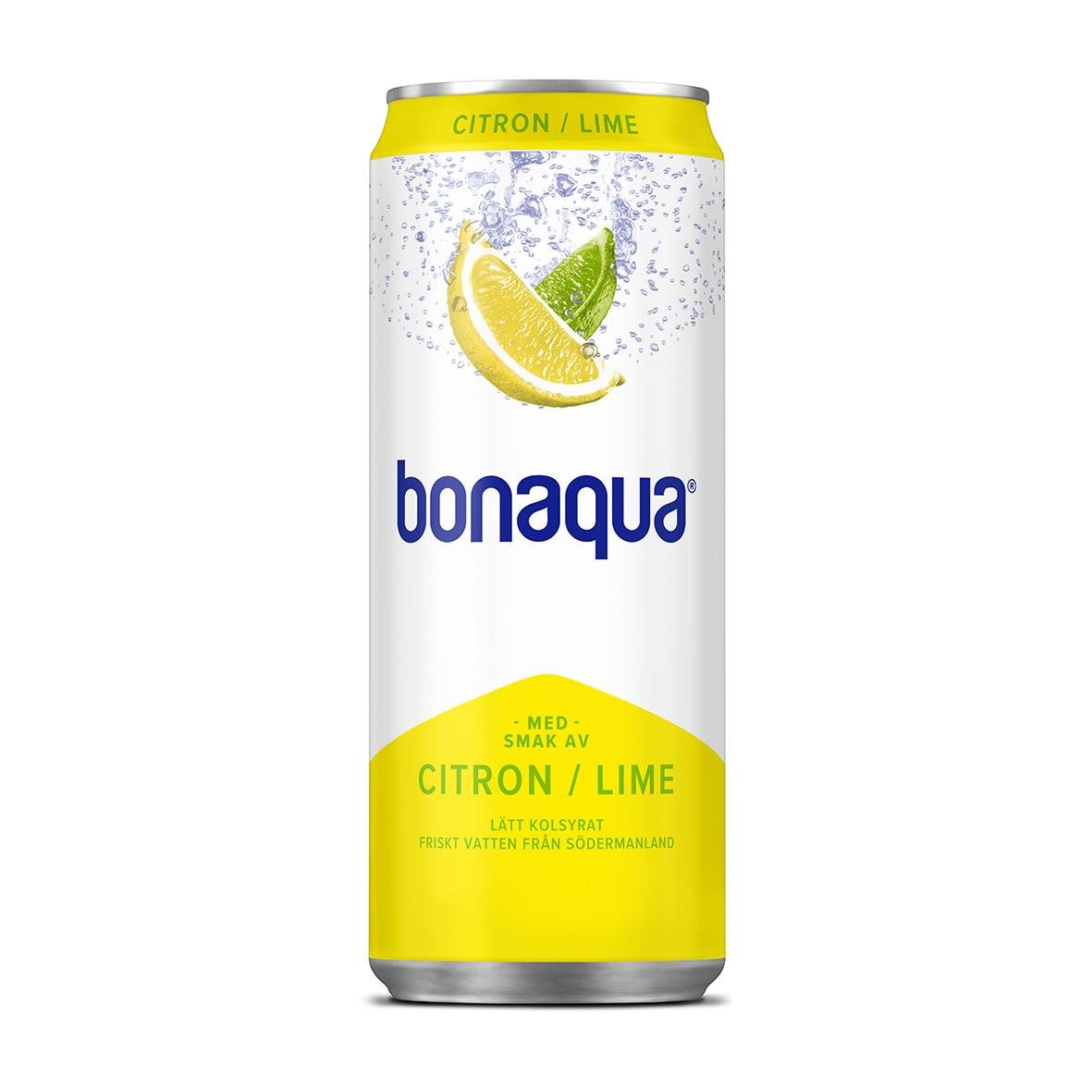 Bubbelfrisk Bonaqua Citrus Burk 33cl med lime och citron, inkl pant