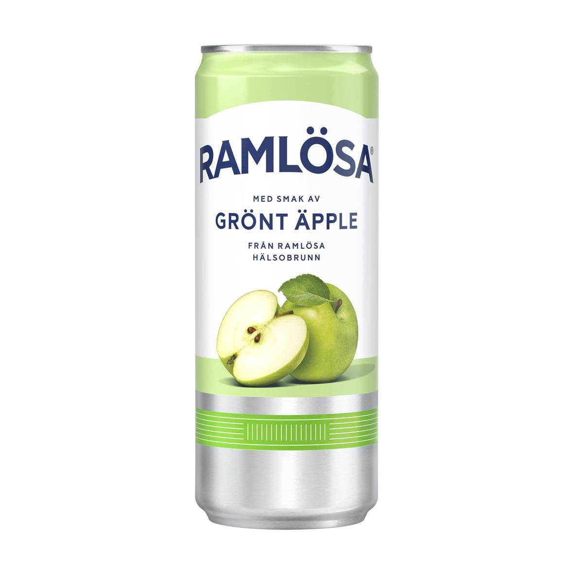 Kolsyrat vatten Ramlösa grönt äpple i burk 33cl utan pant