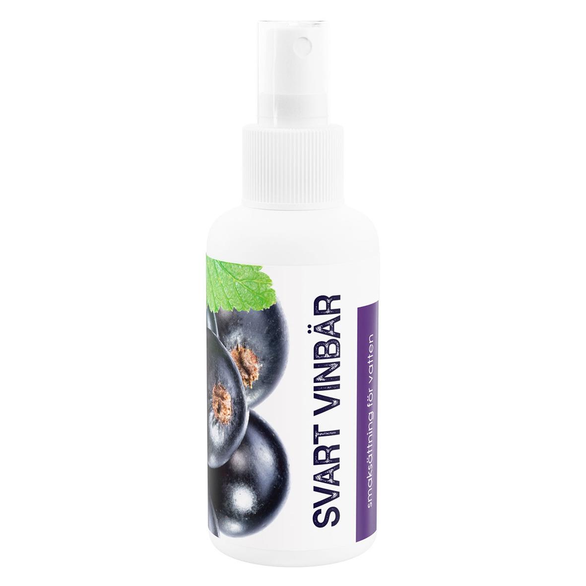 Aroma Escowa Svartvinbär sprayflaska 100ml med bild av svarta vinbär