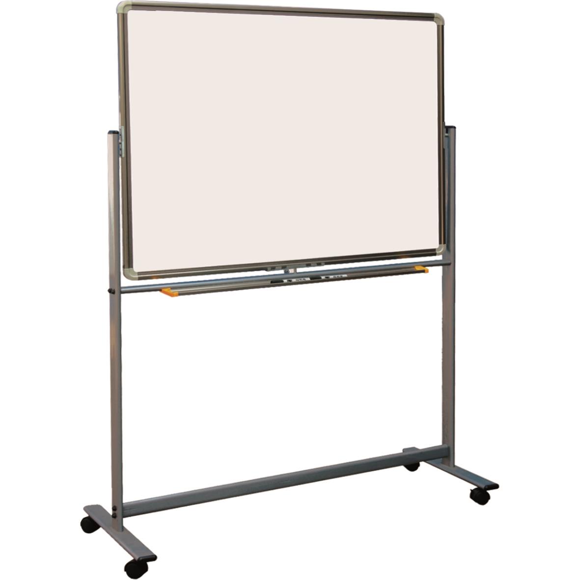 Väggmonterad whiteboardtavla med lackad plåtyta 1500x1000mm på ställning med hjul