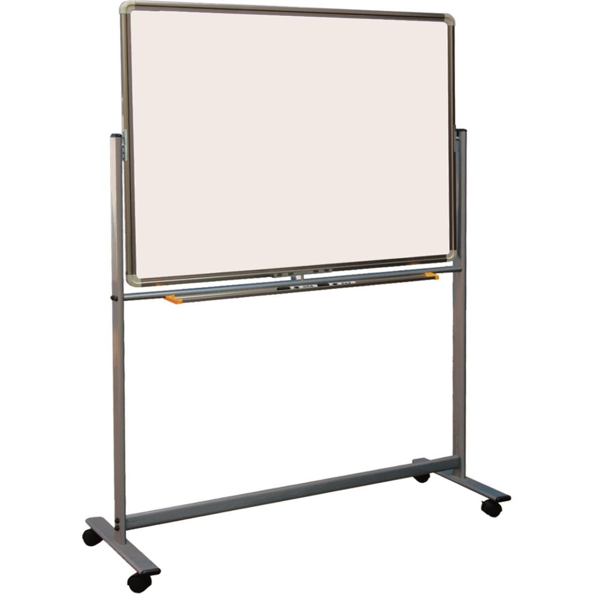 Väggmonterad whiteboardtavla med lackad plåtyta 1500x1000mm på ställning med hjul