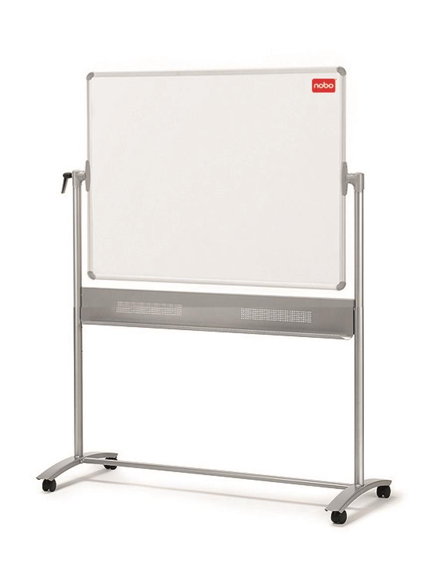 Vitwhiteboard på hjul med ram och markeringsyta, mått 1200x900mm