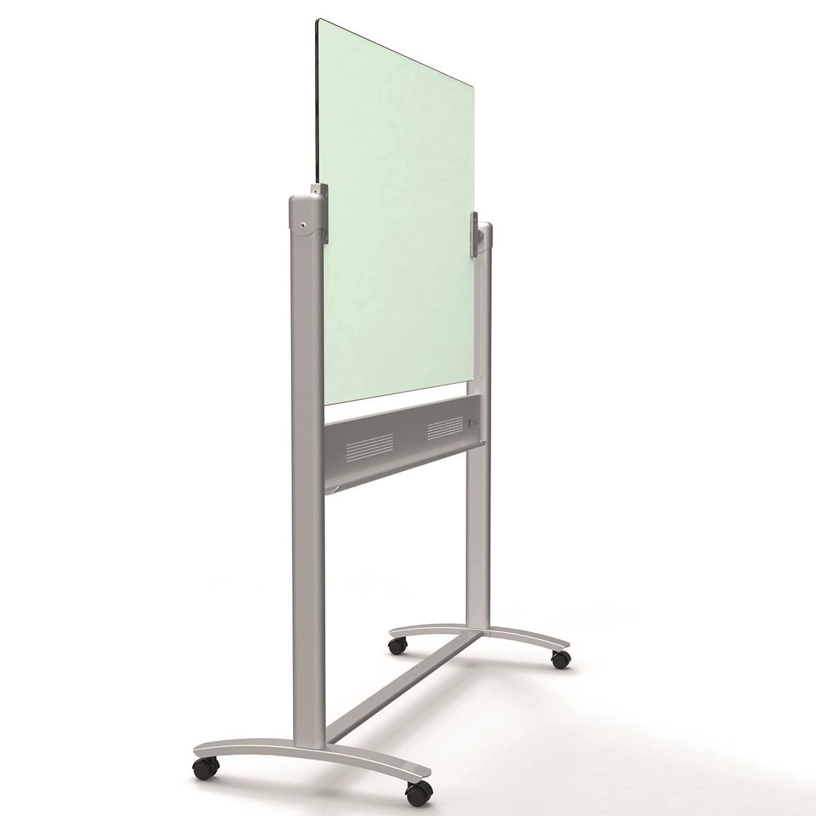 Glastavla Nobo Pivot Magnetisk Vit 900x1200mm på stålfot med hjul