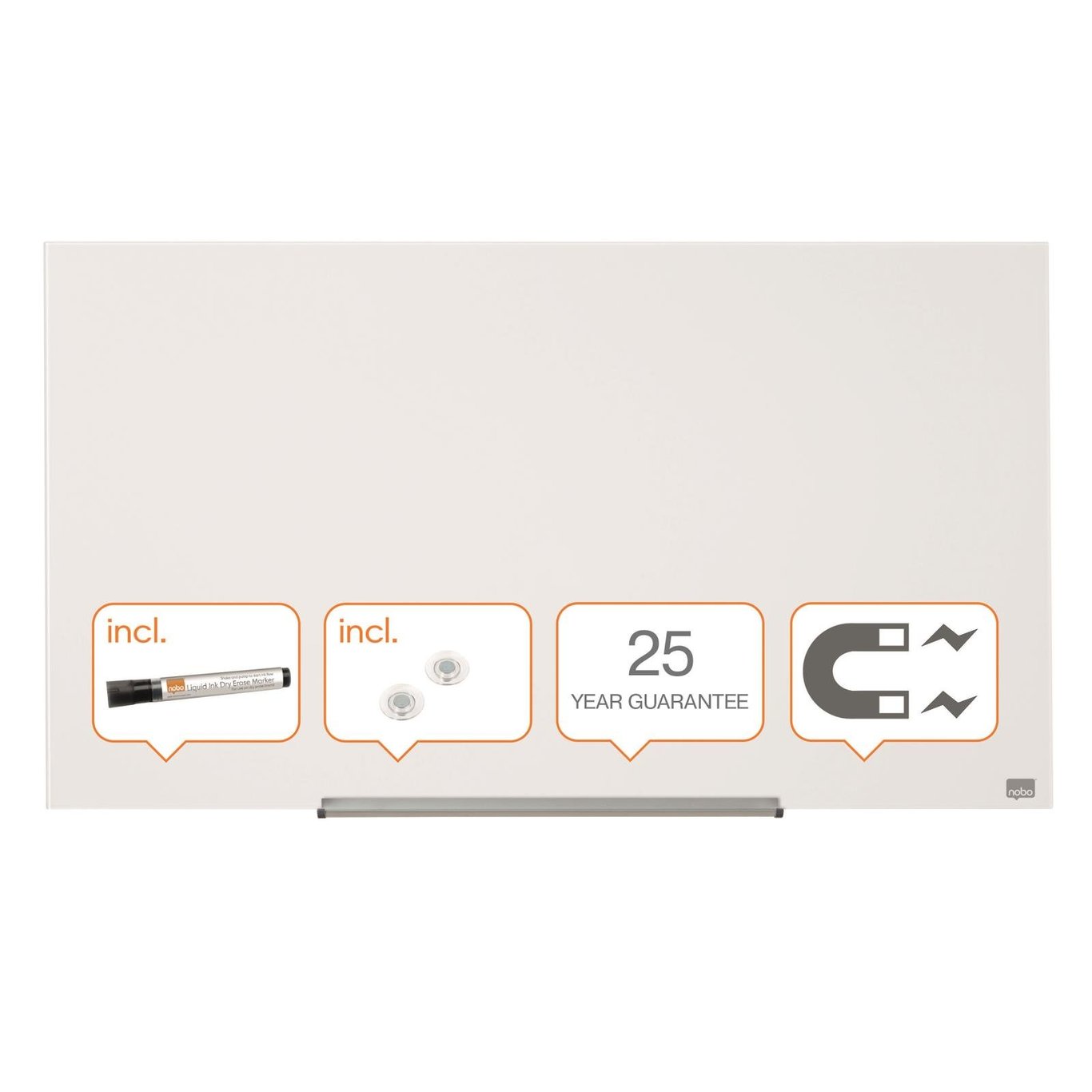 Glastavla Nobo Impression Pro 45 tum vit, 993x559mm, inkluderar magnet, whiteboard och 25 års garanti