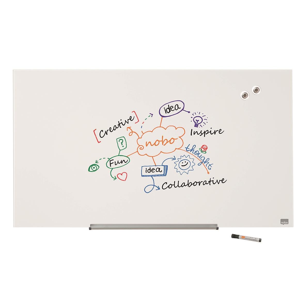 Glastavla Nobo Impression Pro 45 tum vit med måtten 993x559mm med penn