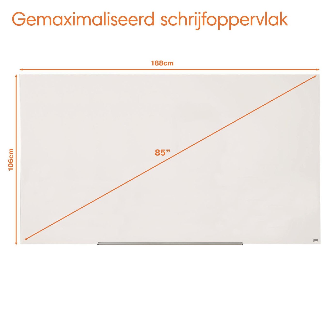 Glastavla Nobo Impression Pro 85 tum vit, mått 1883x1059mm, skrivtavla med gemaximerad skrivytor