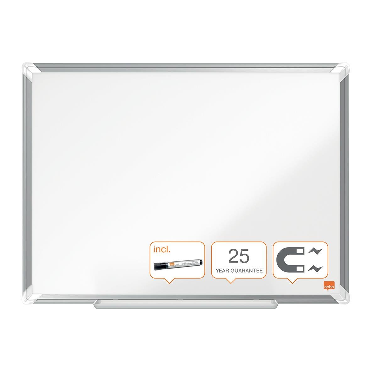 Vitwhiteboardtavla Nobo Premium Plus Emalj 600x450mm med tillbehör och garanti