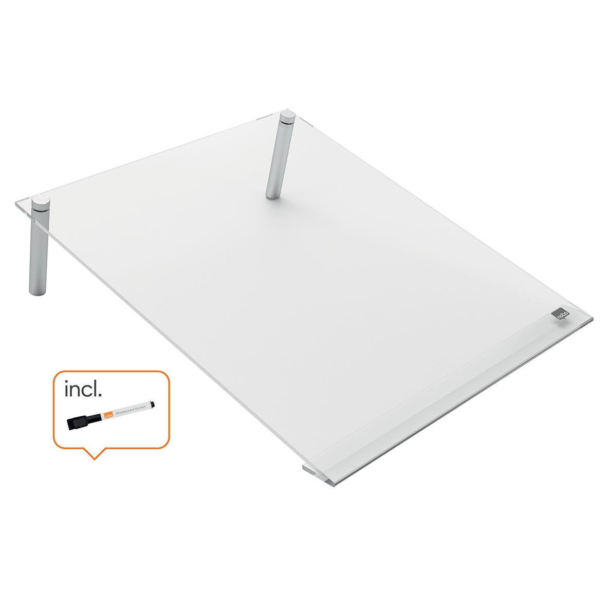 Vitwhiteboard Nobo Mini Vinklad Transparent A4 med medföljande whiteboardpenna