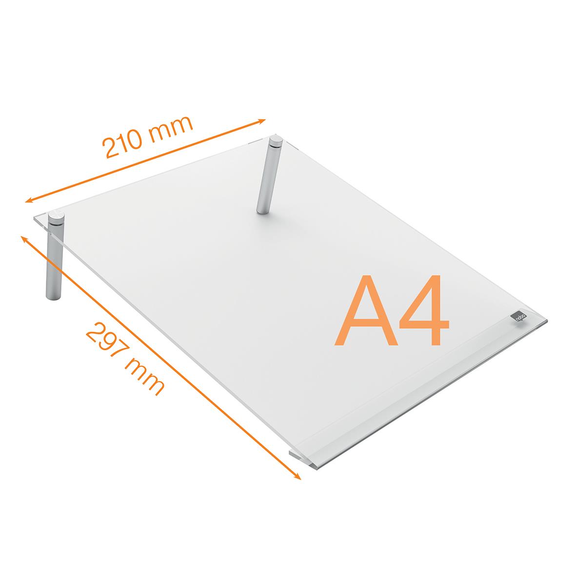 Vitwhiteboard Nobo Mini Vinklad Transparent A4 med mått 210x297 mm