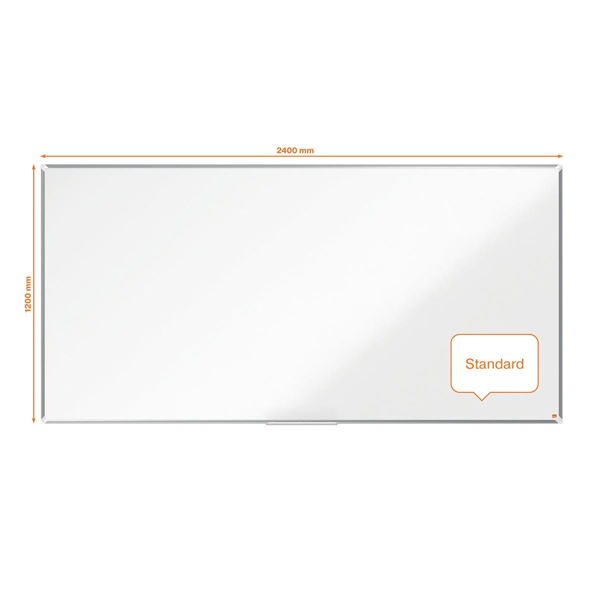 Stor vitwhiteboardtavla Nobo Premium Plus Emalj 2400x1200mm med standard märkning