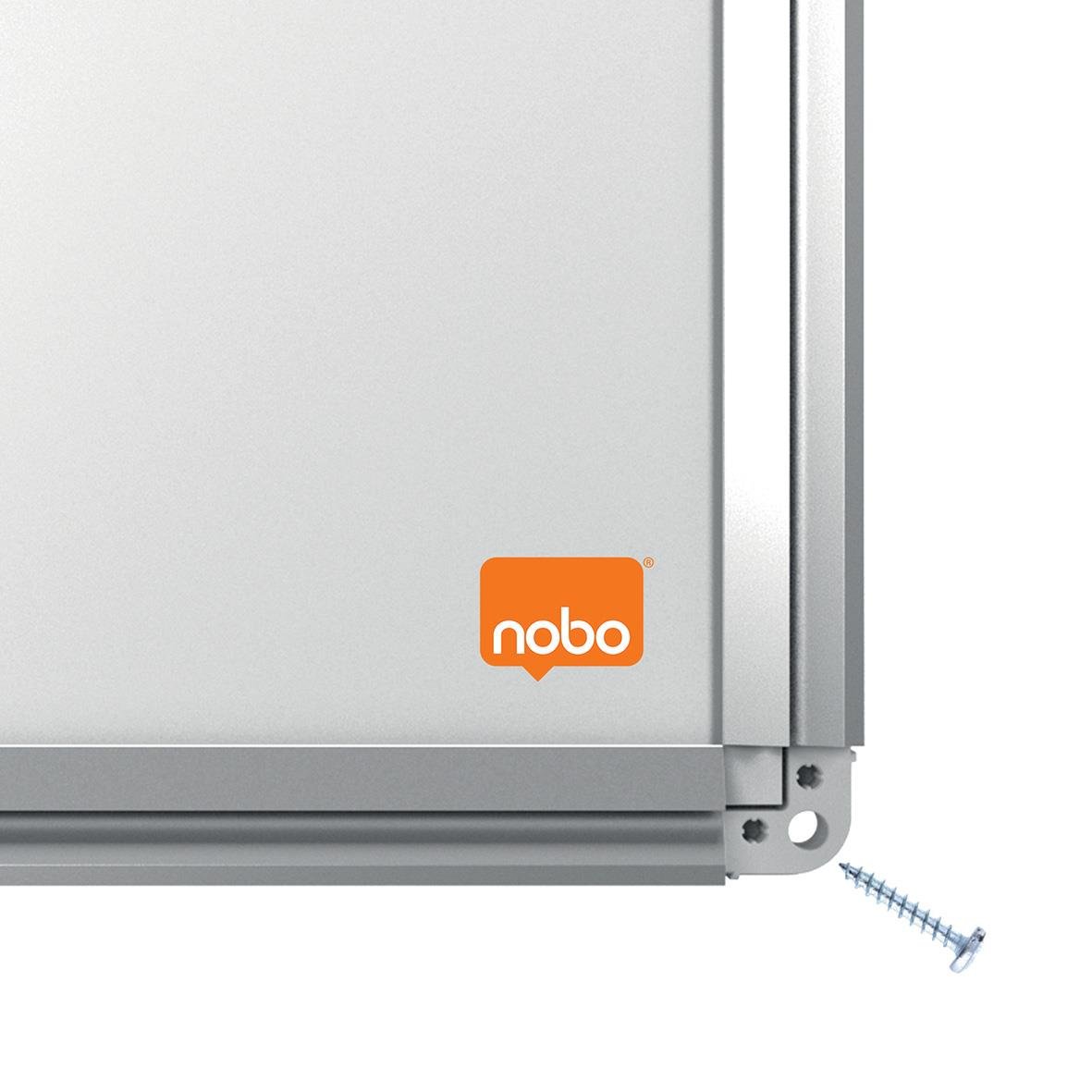 Vitwhiteboardtavla Nobo Premium Plus Emalj 3000x1200mm med skruv i hörnet