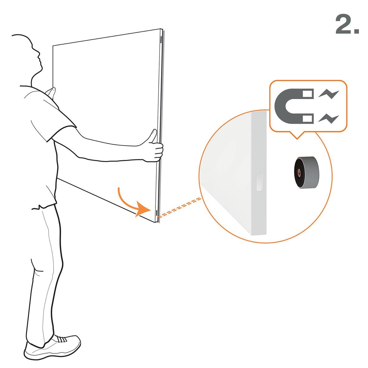 Person monterar Whiteboardtavla Nobo Infinity 900x600mm med magnet och tillbehör