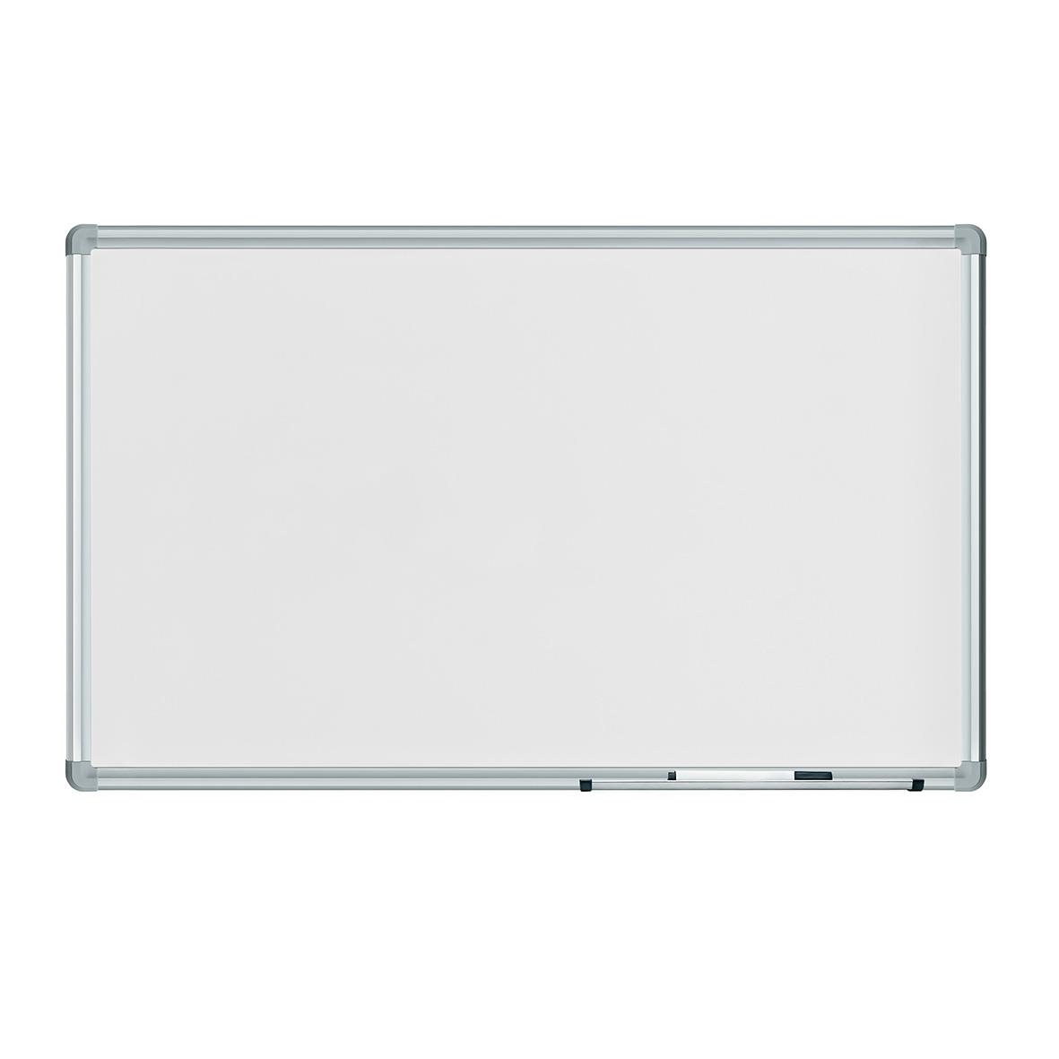 Glasemaljerad whiteboardtavla med pennhylla, storlek 2400x1200mm